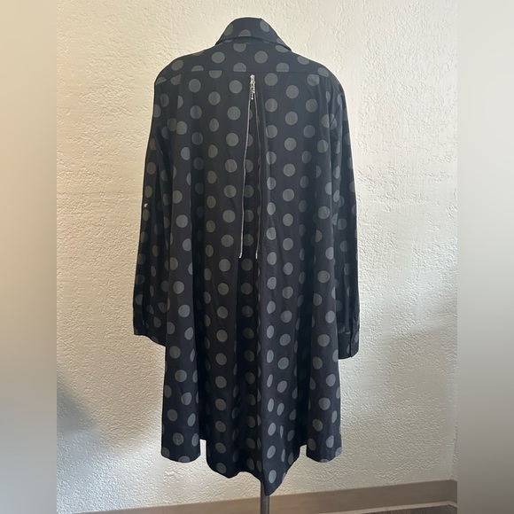 Comfy USA Gray Black / gray polka dot Notched Collar Long Sleeve thin jacket 1X - Picture 2 of 9